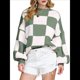 thumbnail image 1 of Suéter Holgado de Punto Acanalado con Cuello Redondo y Larga para Mujer, Moda de Otoño Verde XL, 1 of 9