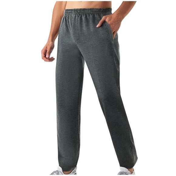 fheaev Summer Men's Casual Fashion Solid Color Drawstring Elastic Waist Pants