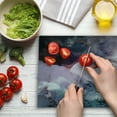 thumbnail image 3 of Outer Space Cutting Board, Planets in Space Natural Scenery Galaxy Print, Decorative Tempered Glass Cutting and Serving Board, Large Size, Dried Rose Pale Pink, by Ambesonne, 3 of 5