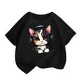 thumbnail image 1 of T-Shirt Graphique à Manches Courtes pour Enfants, Mélange Doux Polyester-Spandex, Col Rond, Imprimé Chat Mignon, Tenue Décontractée pour Garçons et Filles, Âges 2-14, 1 of 8