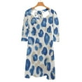 thumbnail image 6 of Blue Beige Watercolor Cheetah Print Women's Fall Dresses Casual Loose Flowy Swing Shift Dress, 6 of 9