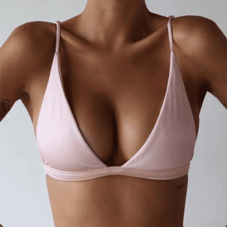 Fulorrnie Bras for Women Comfort No Underwire Support Bralette Triangle Plunge Wirefree Stretchable Bra Pink M