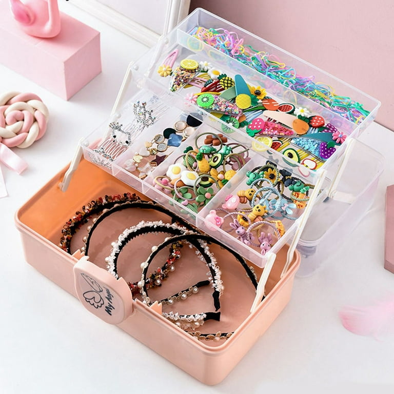 Children's Hair Accessories Storage Box Girl Rubber Headdress Desktop  Finishing Dressing Jewelry Case (Mini) 