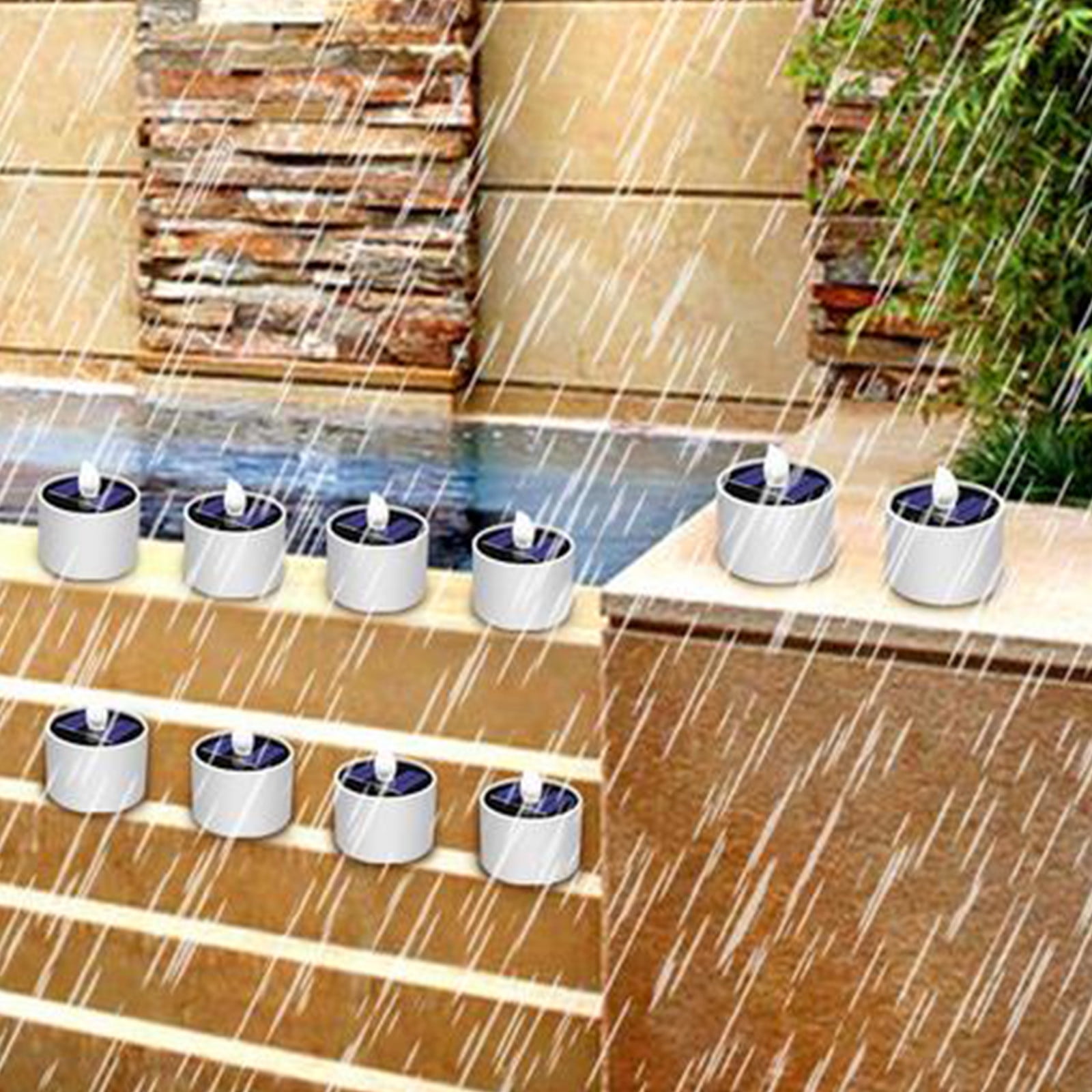 Solar Candle Lights Outdoor Waterproof - 1 Pack Rechargeable Flickering Tea Lights Solar Powered Reusable LED Candles Flameless Lamp Nightlights for Lanterns Garden Camping Home Decor, 2.12x2.08in