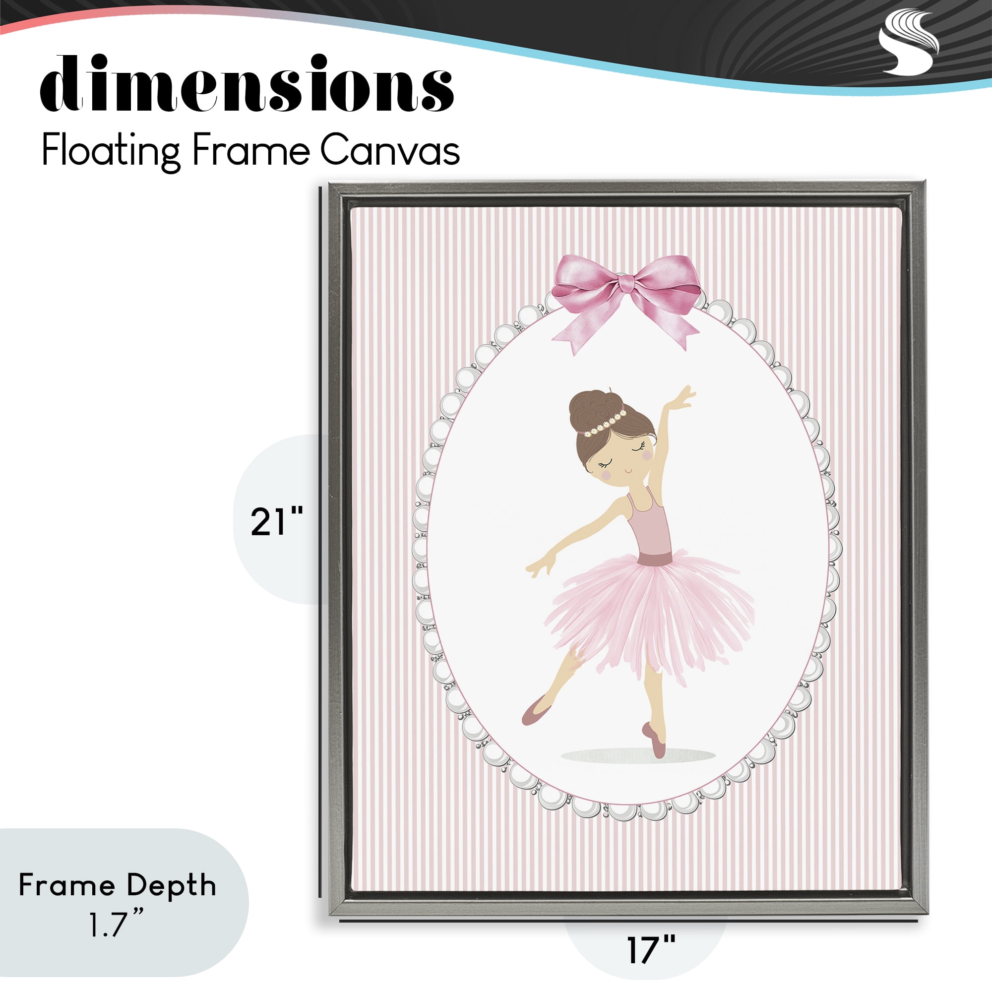 Stupell Industries Delicate Dance on Stripes Gray Framed Floater Canvas Wall Art, design by Christine Simpson Art