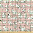 thumbnail image 2 of Ambesonne Dog Print Fabric by the Yard Upholstery, Blush Tone Funny Animals, 3 Yards, Pale Rose Grey White, 2 of 5