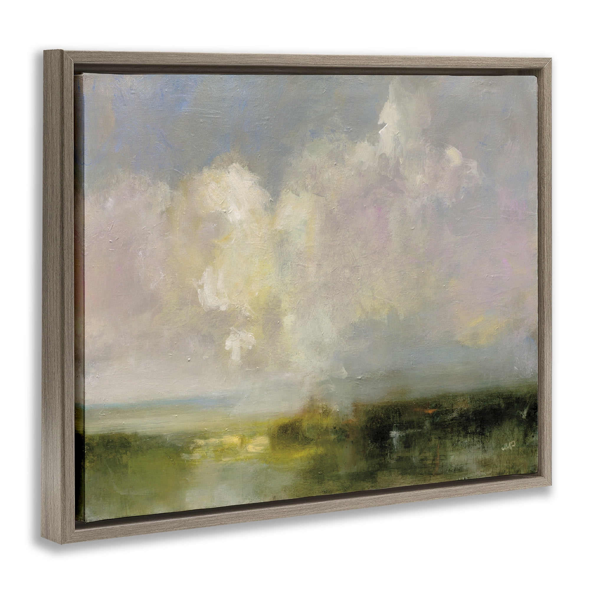 Stupell Industries Abstract Clouds Painting Landscape Painting Brown Floater Framed Canvas Art Print Wall Art, 21 x 17