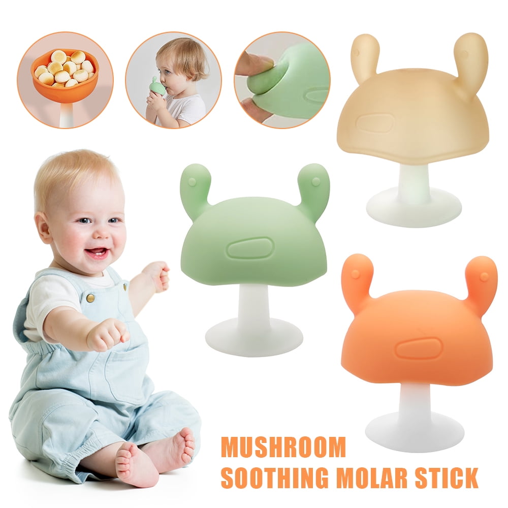 GOTYDI 3pcs Mushroom Baby Teething Toys Newborn Infants Teether Freezer Safe BPA Free Infant Silicone Teethers