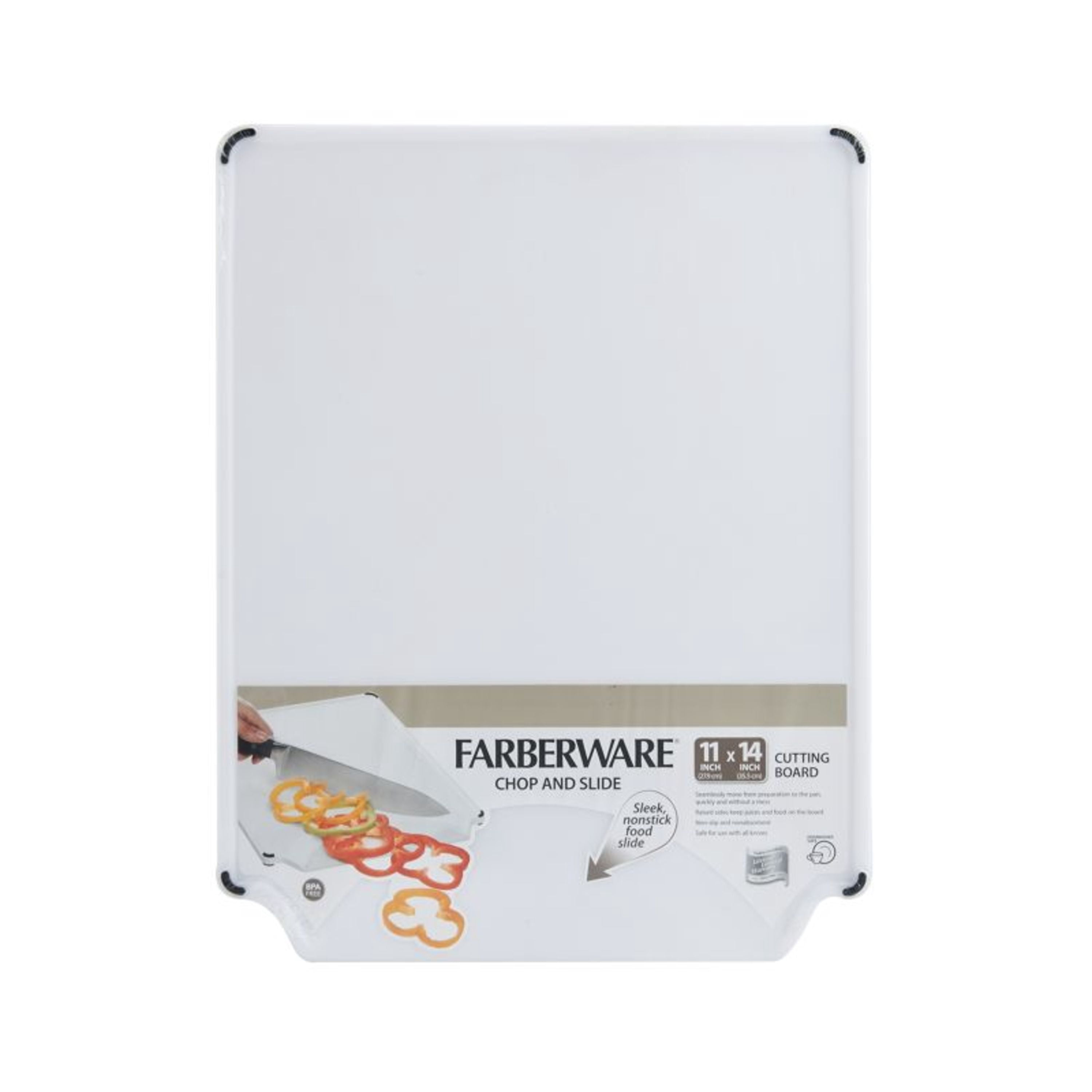 Farberware 11x14 in Poly Chop and Slide Cutting Board