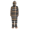 thumbnail image 3 of Coffee Colored Checkered Pattern One Piece Pajamas Soft Jumpsuit Cozy Sleep and Play Romper Zipper and Pockets 4T, 3 of 8