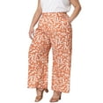 thumbnail image 2 of DARING DIVA Women's Plus Palazzo Pants Wide Leg Trousers with Pocket 1X Orange, 2 of 6