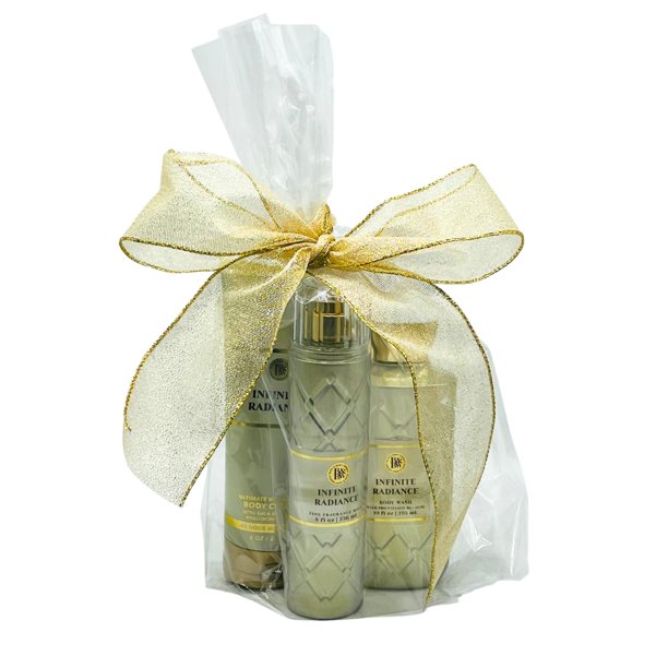 Set de regalo Bath & Body Works INFINITE RADIANCE con una fina bruma aromática, una crema corporal d