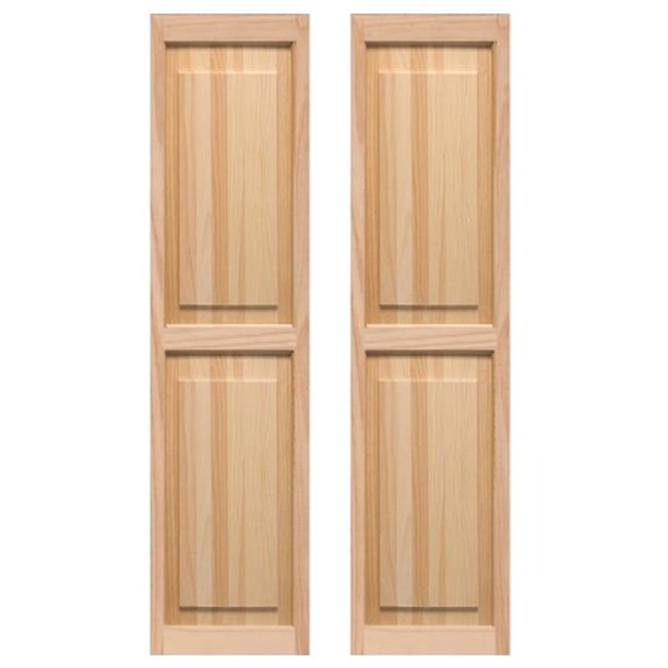 AWC Exterior Wood Window Shutters Louvered 15"wide x 39"high Unfinished