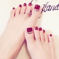 thumbnail image 6 of OOKWE 24pcs French Fake Toenails for Women Toes Square Acrylic False Toenails Full Cover Wine Red Feet Nails Stick On Toenails, 6 of 15