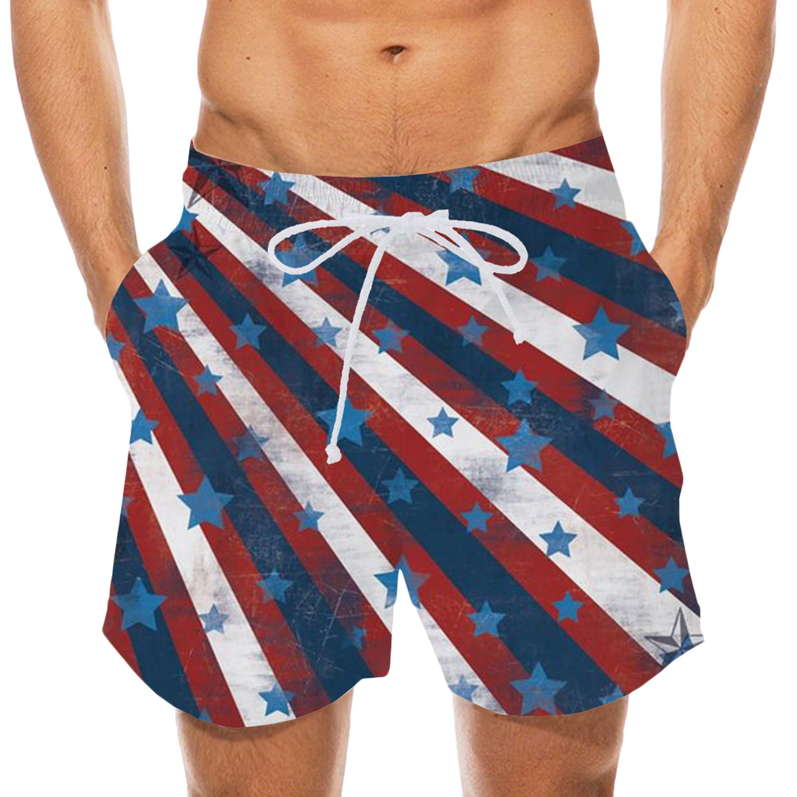 Xysaqa Men's Patriotic Shorts Swim Trunks American Flag Print Holiday ...