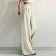 thumbnail image 2 of Breezora Women's Professional Wide Leg Trousers Flowy High Waist Work Pants for Business Casual Occasions L Size Beige, 2 of 6