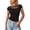 Black, variant on Summer Crop Tops for Women Lace Patchwork Crew Neck Short Sleeve Shirts Trendy Casual Solid Color Blouses