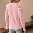 thumbnail image 6 of Women's V-Neck Long Sleeve Lace T-Shirt Casual Solid Blouse Top, 6 of 9