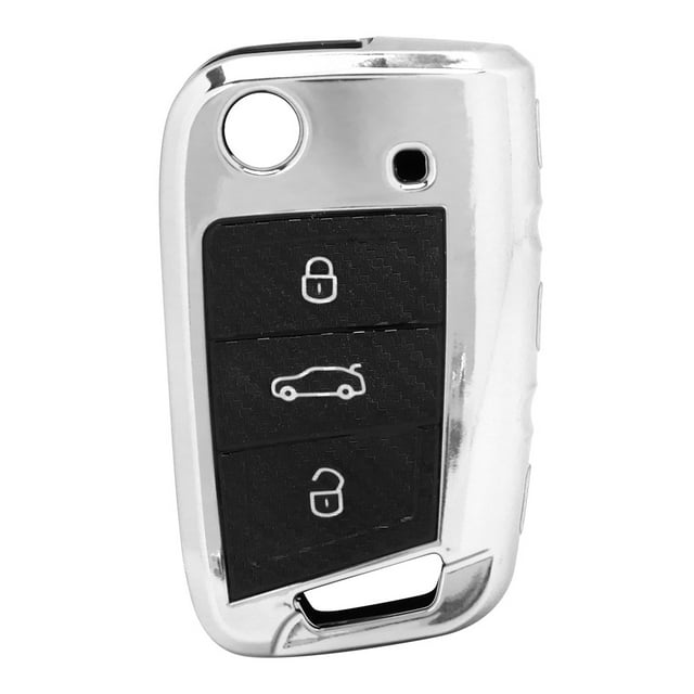 Funda protectora de fibra de carbono estilo TPU para llave inteligente de coche, compatible con SEAT AtecaSilver