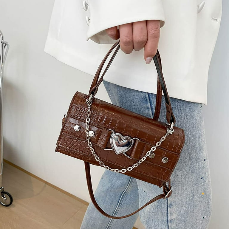 Small Shoulder Bag for Women, Mini Clutch Purse Tote Handbag Zipper Closure Crossbody Hobo Bag Y2K
