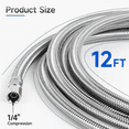 thumbnail image 2 of 12 ft Refrigerator Water Line, 1/4 Inch Compression Stainless Steel Ice Maker Hose Connector, For Medium-sized Residences with Moderate Distance, 2 of 7