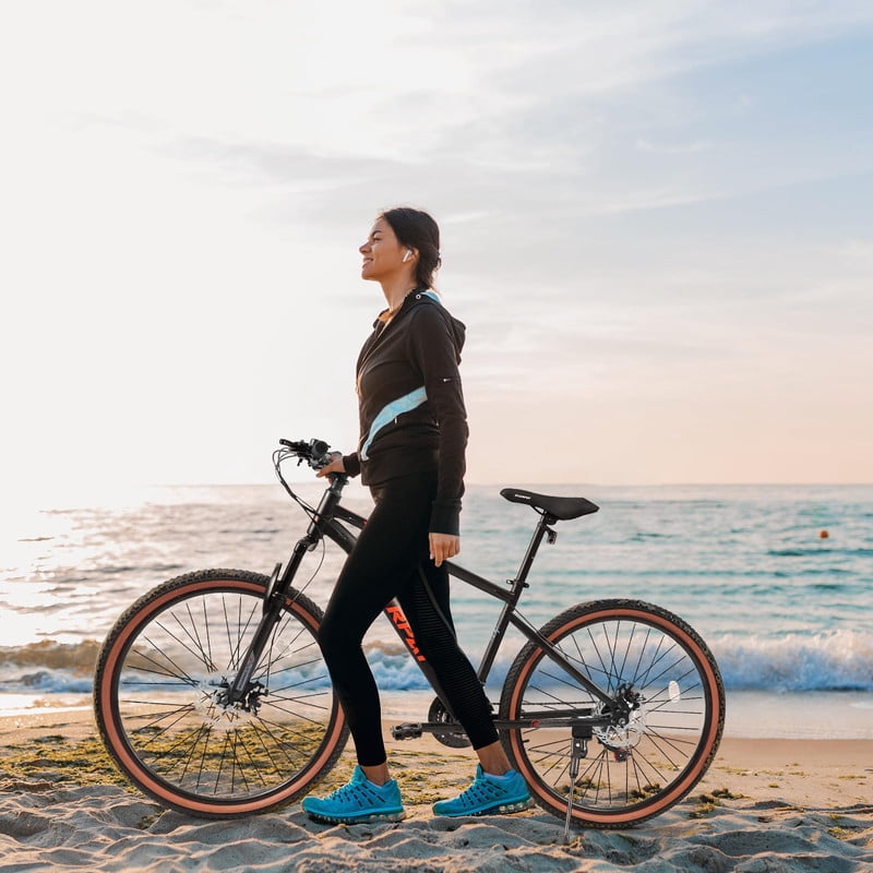 ENNSOO 24 Inch Mountain Bike for Adults and Teenagers, High Carbon Steel Frame, Disc Brake,21 speeds - Black
