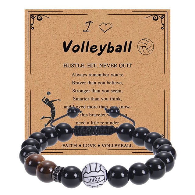 Basketball Baseball Bracelet Natural Beaded Rugby Bracelet Sports Bracelet With Card