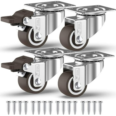 GBL 1 Inch Thermal-Plastic Rubber Swivel Casters, 4 Piece, with Accessories, 4 Count, 1 Pack