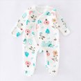 thumbnail image 2 of KPOPLK Baby Pajamas with Mitten Cuffs Tie Front 3 6 9 12 18 Months Infant Newborn Cotton Long Sleeve Footie Pjs Outfit Size 1-3 Months, 2 of 4