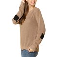 thumbnail image 4 of Unique Bargains Junior's Pullover Drop Shoulder Elbow Cat Patch Loose Sweater Pullover, 4 of 6