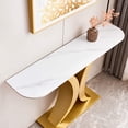 thumbnail image 2 of Youdao Gold Entryway Table, Modern 47-Inch Console Table Accent Table with Geometric Metal Legs, Marbling Narrow Sofa Table Foyer Table for Entrance, Narrow Sofa Accent Table for Living Room, 2 of 9