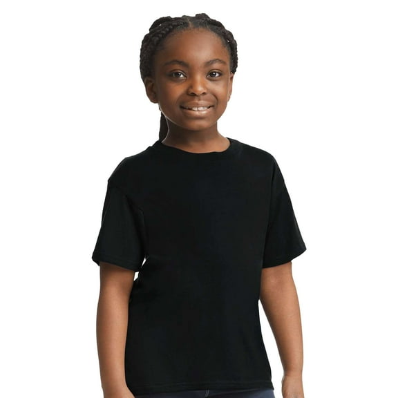 Gildan Youth Softstyle Cotton T-Shirt, Kids Short Sleeve Crewneck Shirt, Black Tee, Size S