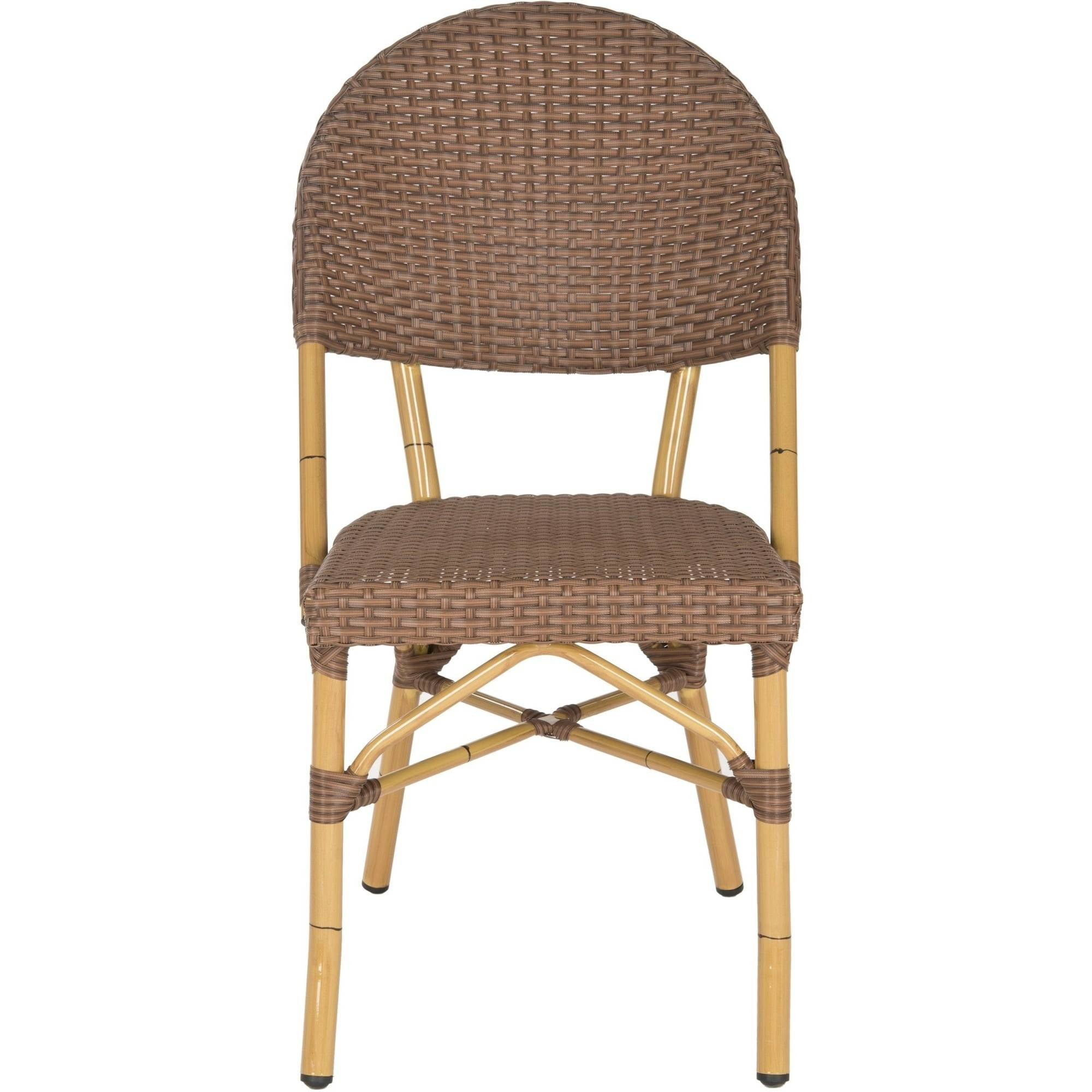 Safavieh Barrow Wicker Indoor-Outdoor Stacking Side Chair, Brown, Set of 2