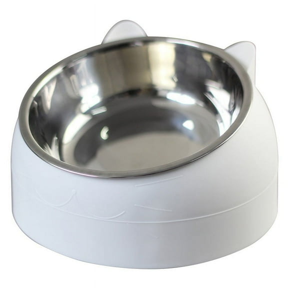Pet Bowl,Cat Bowl Stainless Steel Raised None Slip Elevated Stand Tilted Pet Feeder