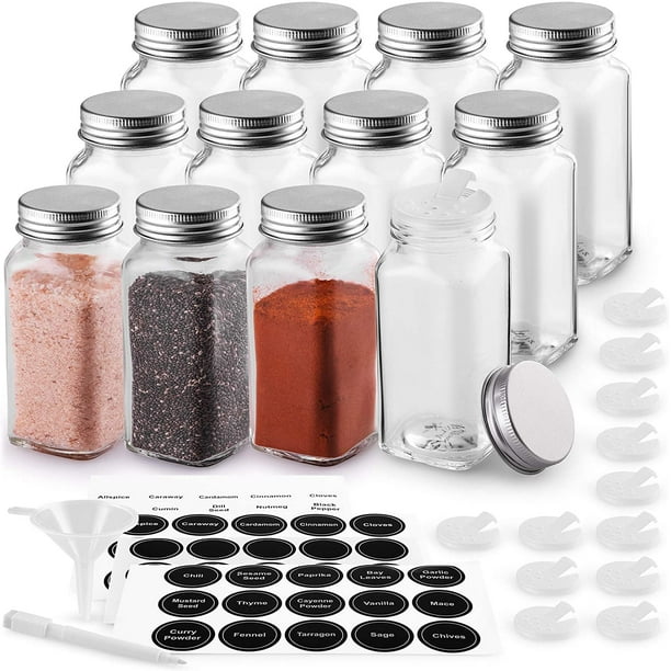 Zulay Kitchen 12 Pcs Glass Spice Jars with Labels and Shaker ...