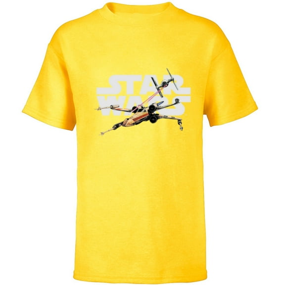 Star Wars Logo Classic X-Wing vs TIE Fighter Space Battle - Short Sleeve T-Shirt for Kids - Customized-Yellow