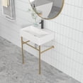 thumbnail image 3 of Kichae 24"x16.5"x5.7" White Console Sink Ceramic Bathroom Vanity Pedestal Sinks with Gold Stainless Pedestal, 3 of 8