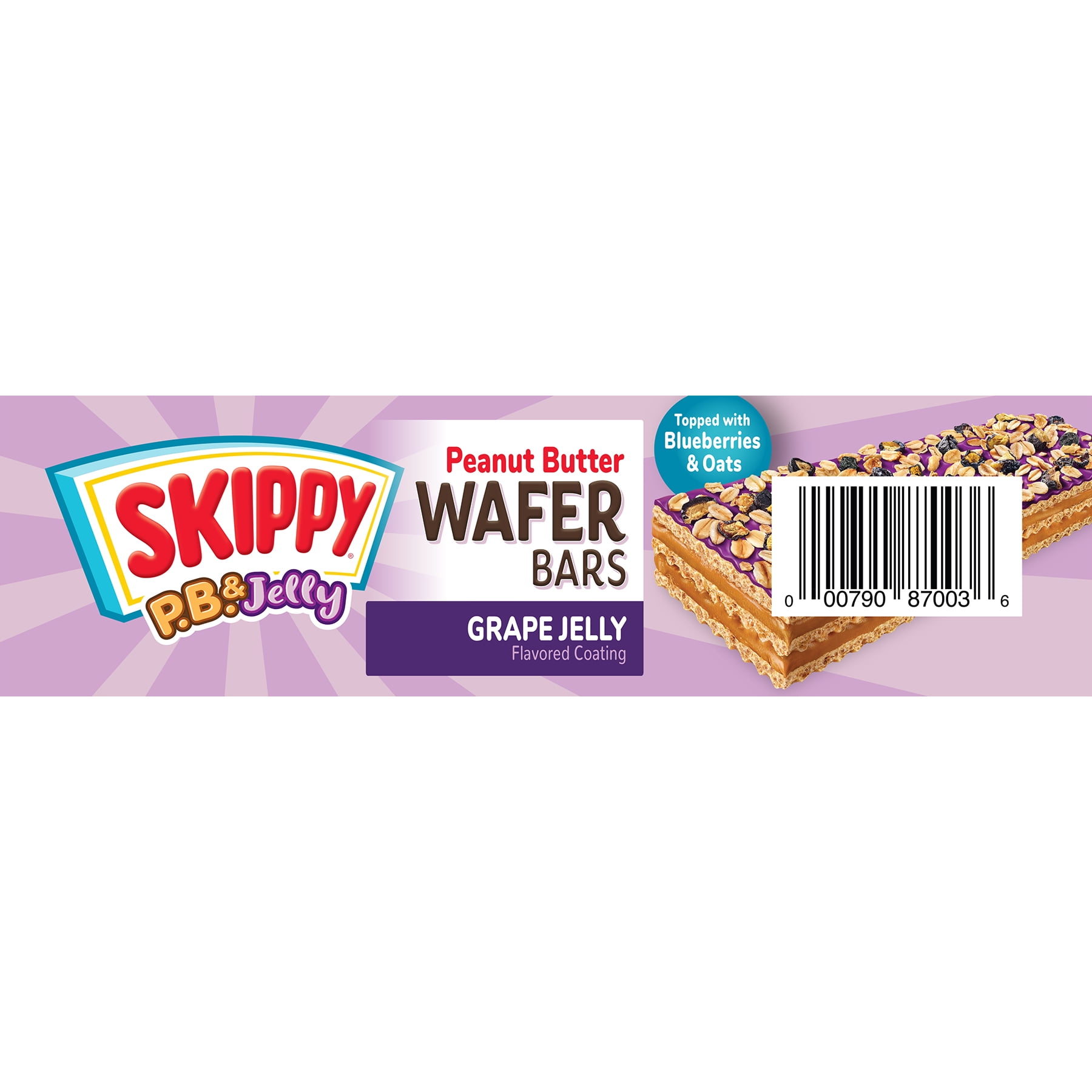 (4 pack) SKIPPY P.B. & Jelly Peanut Butter And Grape Jelly Coated Wafer Bars, 7.8 oz (216g), 6 Ct (36g)/Bar