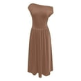 thumbnail image 4 of Vestido largo informal liso con hombros descubiertos y bolsillos, poliéster spandex, corte holgado, tallas S-XL, 4 of 4