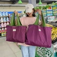 thumbnail image 2 of PENGXIANG Drawstring Anti-slid Handle Shopping Bag Oxford Cloth Practical Large Capacity Shoulder Bag for Daily Use, 2 of 9