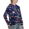 thumbnail image 6 of Uemuo Red White Blue Fireworks 1 Pattern Women's Hoodie with Eye-catching Drawstrings- Casual Pullover Hoodie with Kangaroo Pocket, Stylish Hooded Sweatshirt-Small, 6 of 7