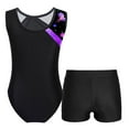 thumbnail image 2 of Yartina Girls' Ballet Gymnastics Leotard Figure Ice Skating Outfit Sparkly Bodysuit with Shorts Dance Purple 6, 2 of 7