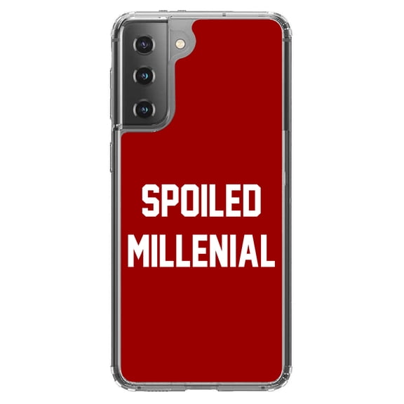 DistinctInk Clear Hybrid Case for Samsung Galaxy S21 (6.2" Screen) - Red & White - Tempered Glass Back