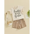 thumbnail image 2 of Bagilaanoe 2pcs Toddler Baby Girl Shorts Set Short Sleeve Letter Print T Shirt Tops + Shorts 6M 12M 18M 24M 3T Kids Casual Summer Clothes, 2 of 8