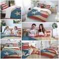 thumbnail image 5 of 3 Piece Puerto Rico Flag Duvet Cover Set Queen Size, Microfiber Comforter/Quilt Cover with Corner Ties and 2 Pillowcases, Red Blue Vintage All Season Soft Bedding with Zipper Closure, 5 of 8