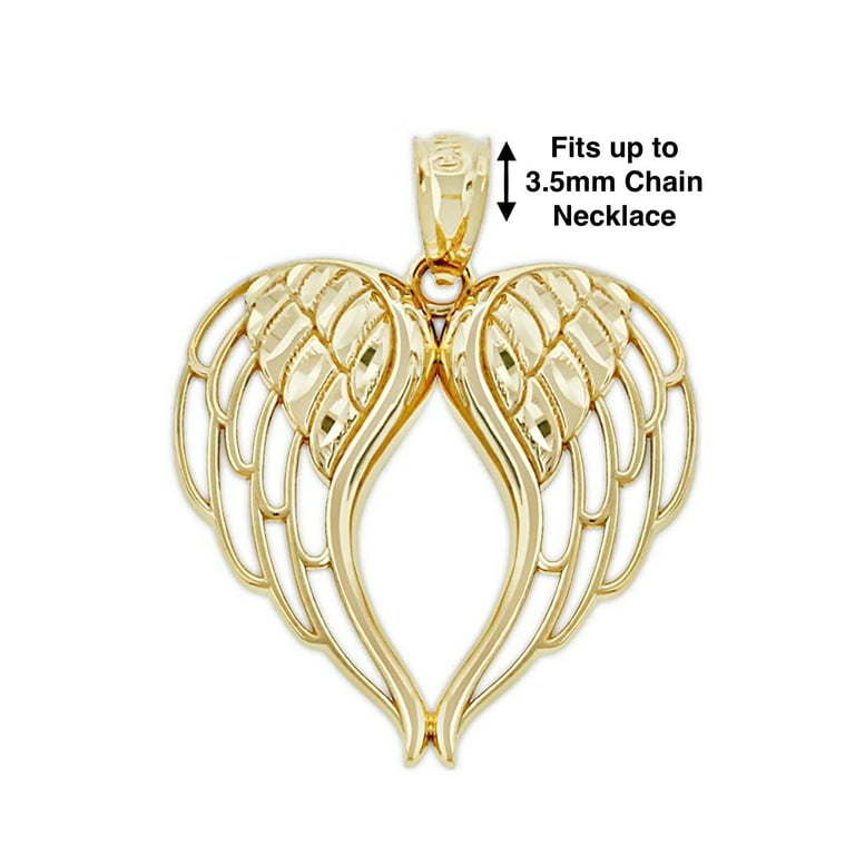 Charm America Gold Angel Wings Charm 10 Karat Solid Gold