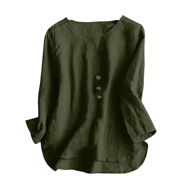Vestidos Casuales Para Mujer, Blusas De Mujer De Moda Blusas de verano para mujer, de manga 3/4, lisas, con cuello en V y bolsillos