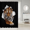 thumbnail image 2 of Tiger Print Kids Shower Curtains,Tiger Skin Texture Black Brown Bathroom Curtains for Boys Girls Adults,Animals Fur Patchwork Rustic Farmhouse Waterproof Curtains,12 Hooks Suits,72" W x 72" L, 2 of 6