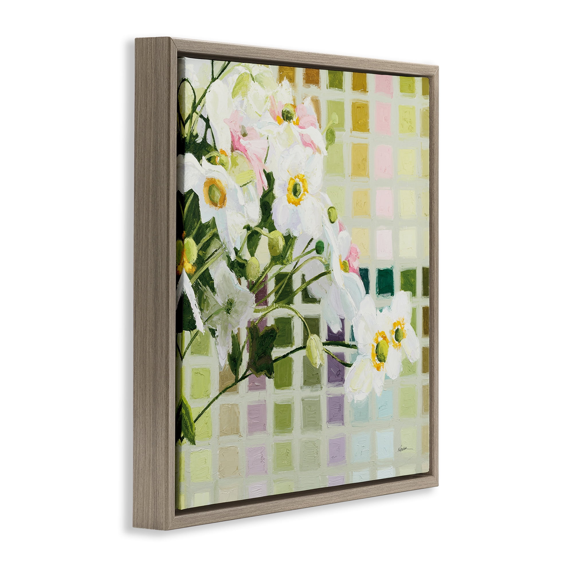 Stupell Industries Color Chart Daffodils Brown Framed Floater Canvas Wall Art, design by Shirley Novak