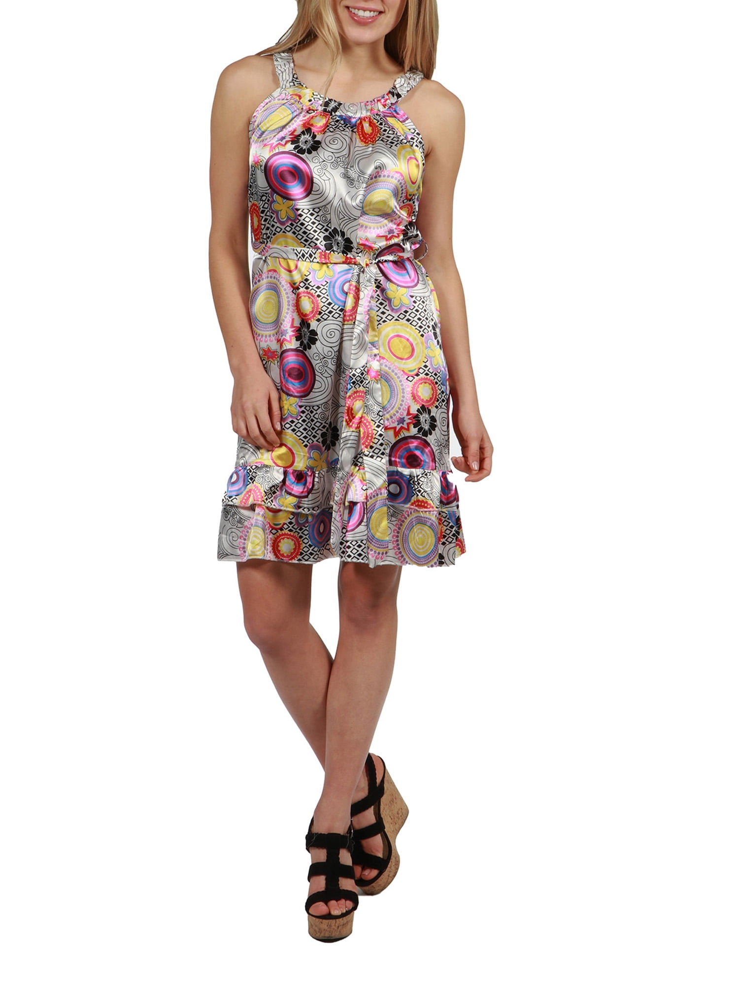 24/7 Comfort Apparel - 24Seven Comfort Apparel Laila Silky Retro Print Dress - Walmart.com 